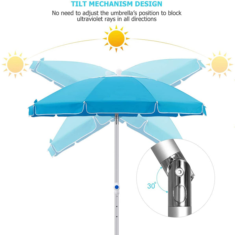 Sky Blue UV Beach Parasol le Tilt BU1960-2