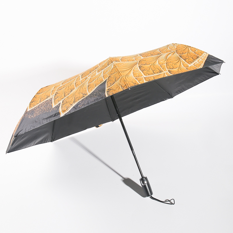 Oscailt Uathoibríoch agus Dúnadh Neamh-duillín Láimhseáil Trí-Fold UV Umbrella Silk RU1944